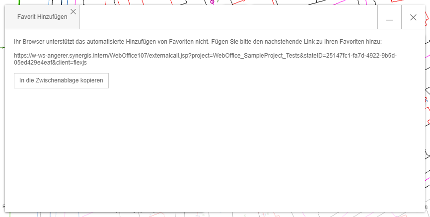 Favorit hinzufügen Dialog im WebOffice flex Client