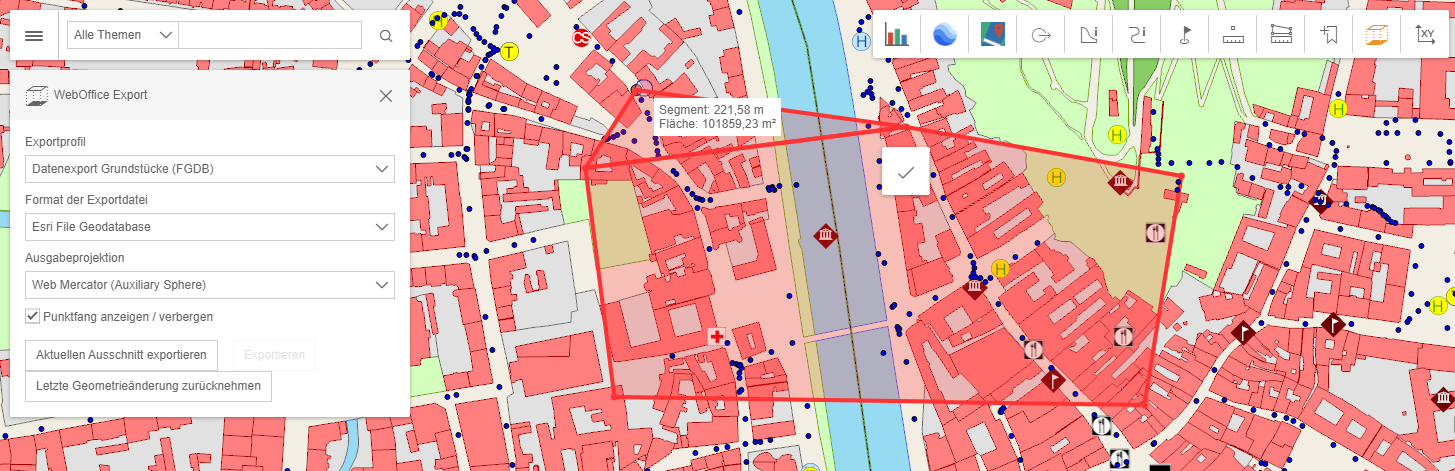 Datenexport mit einem beliebigen Polygon