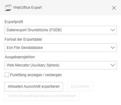 Datenexport Werkzeugfenster für Vektordaten