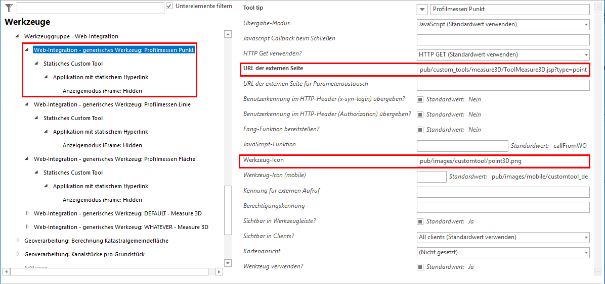 Konfiguration eines generischen Werkzeuges für 3D Profilmesswerkzeug Punkt