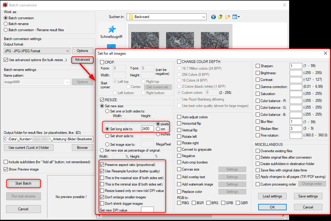 Konfiguration Advanced Batch Conversion IrfanView Konfiguration Advanced Batch Conversion IrfanView