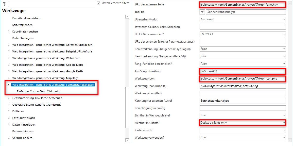 Konfiguration eines generischen Werkzeuges für die Sonnenstandsanalyse Konfiguration eines generischen Werkzeuges für die Sonnenstandsanalyse