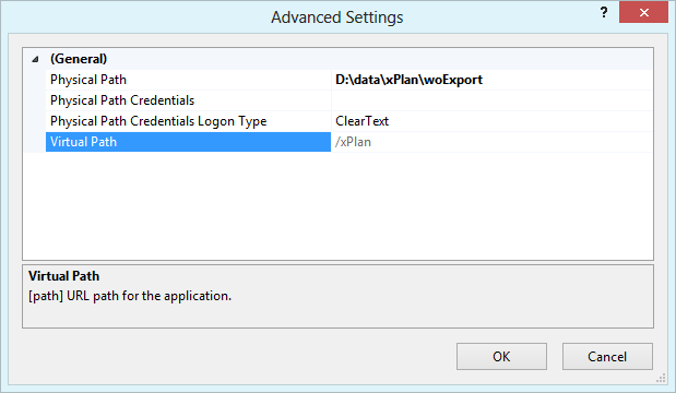 Virtuelles Verzeichnis im IIS, das auf die xPlan Daten zeigt Virtuelles Verzeichnis im IIS, das auf die xPlan Daten zeigt