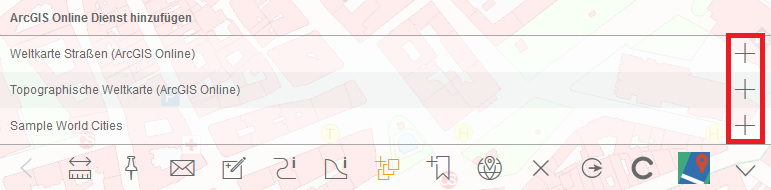 WebOffice mobile client - Hinzufügen bzw. Entfernung von ArcGIS Online Diensten