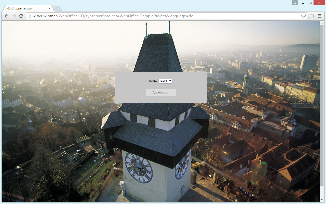 Gruppenauswahl bei Start eines WebOffice Projekts