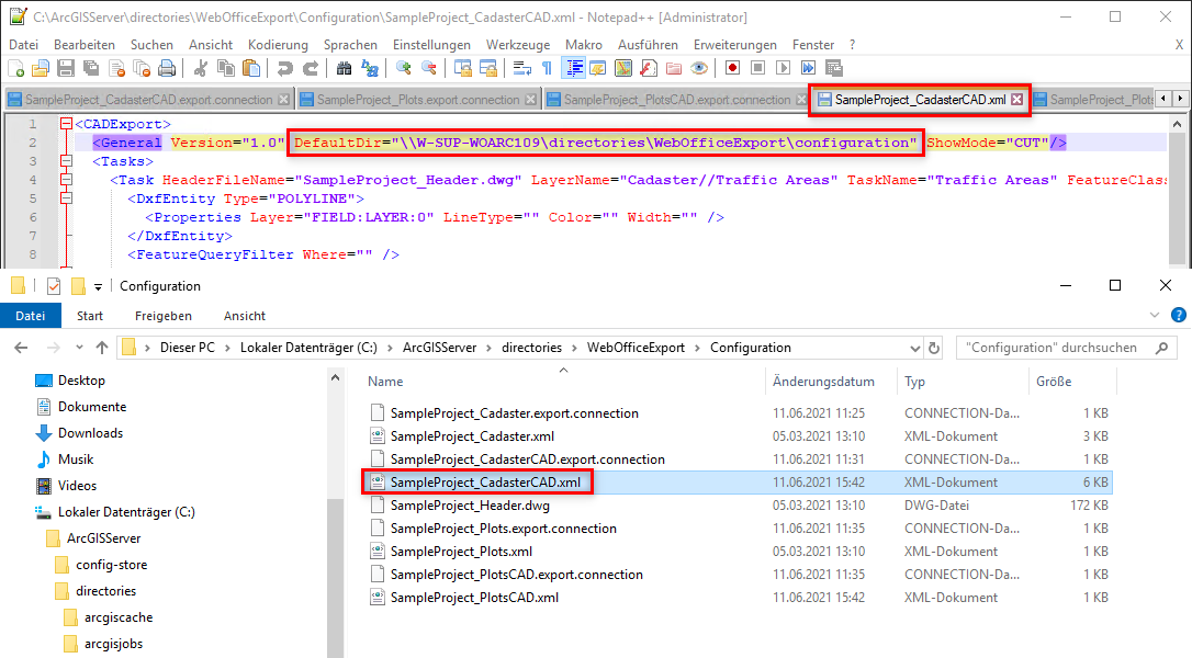 WebOffice extract server Konfigurationen anpassen - Konfigurationsdatei