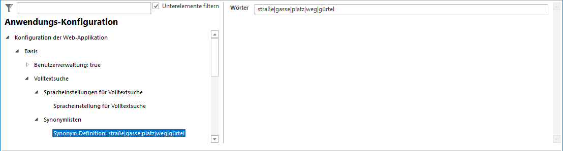 Synonym-Definition Konfiguration