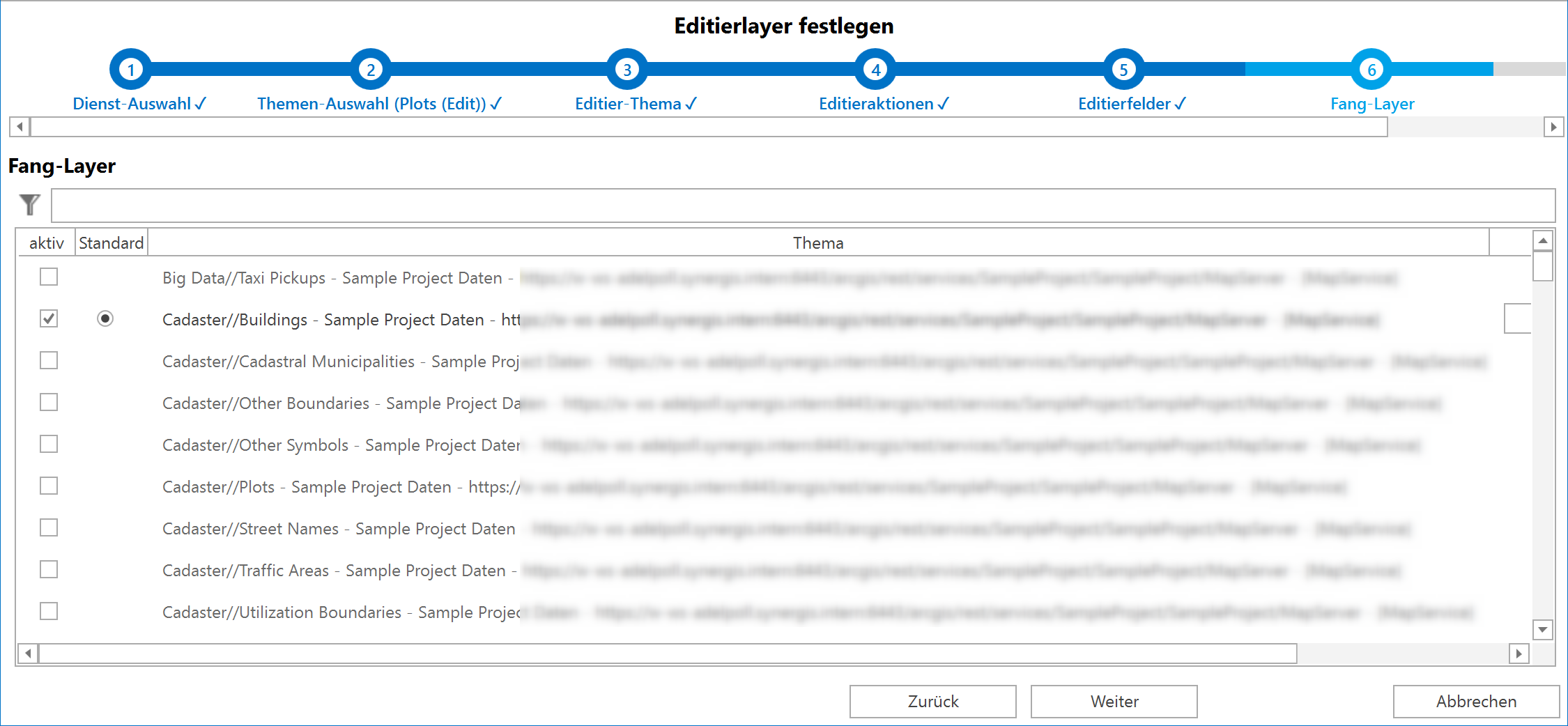 Wizard Editierlayer festlegen, Schritt 6