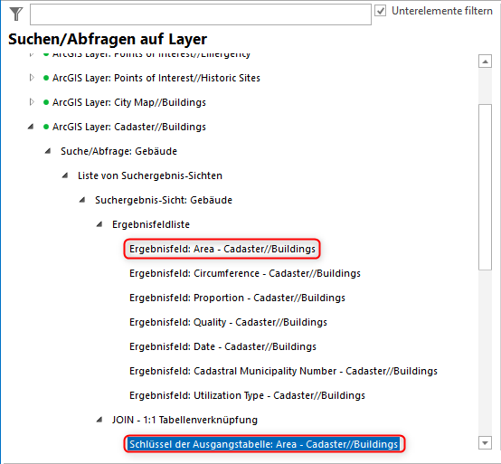Ergebnisfeld der Ausgangstabelle/Layer