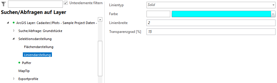 Konfiguration Liniendarstellung
