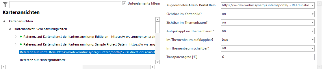 Konfiguration Referenz auf Portal Item Konfiguration Referenz auf Portal Item