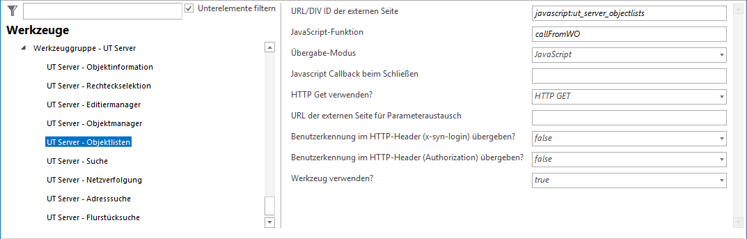 Konfiguration - UT Server - Objektlisten Konfiguration - UT Server - Objektlisten