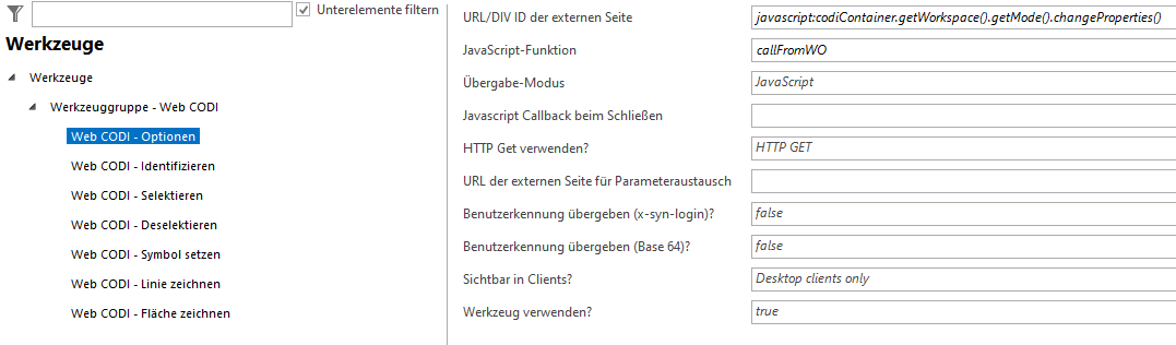 Konfiguration - Web CODI Optionen Konfiguration - Web CODI Optionen