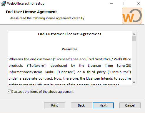 Installing WebOffice author Installing WebOffice author