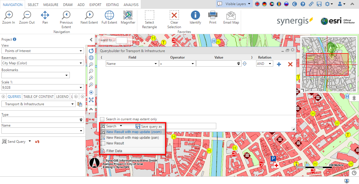Select one out of four search types in the query builder of the WebOffice core client Select one out of four search types in the query builder of the WebOffice core client