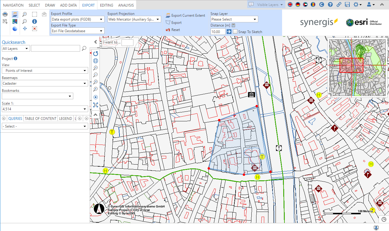 Data export using an arbitrary polygon
