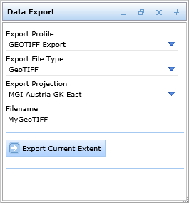 Data export tool form for raster data Data export tool form for raster data