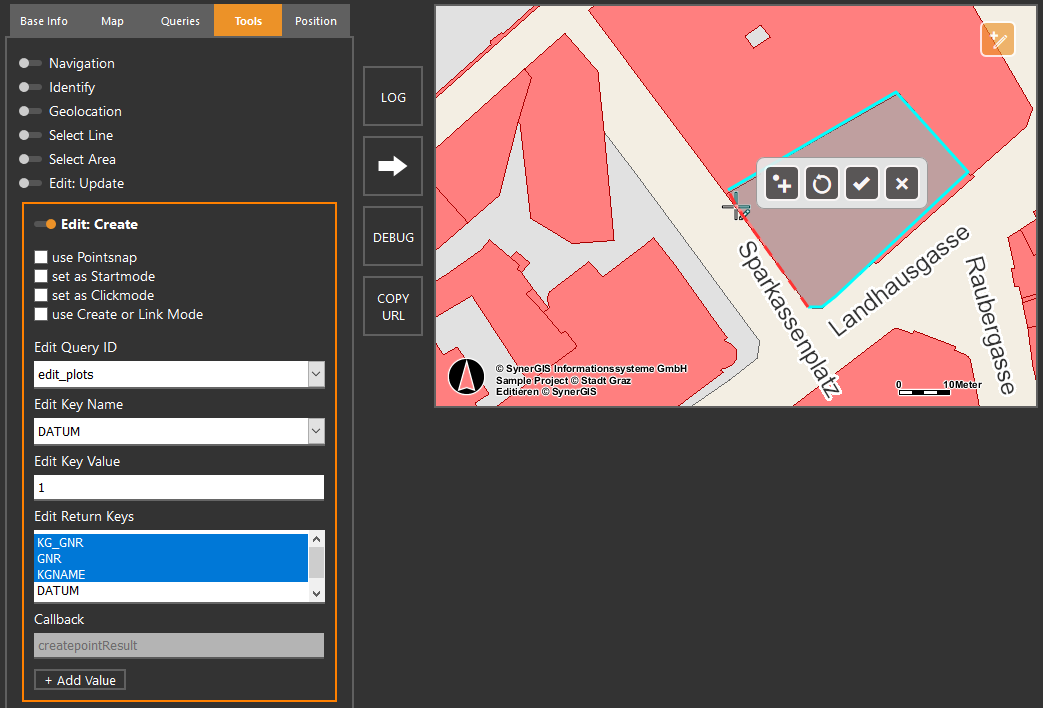 WebOffice map widget testcontainer - Create