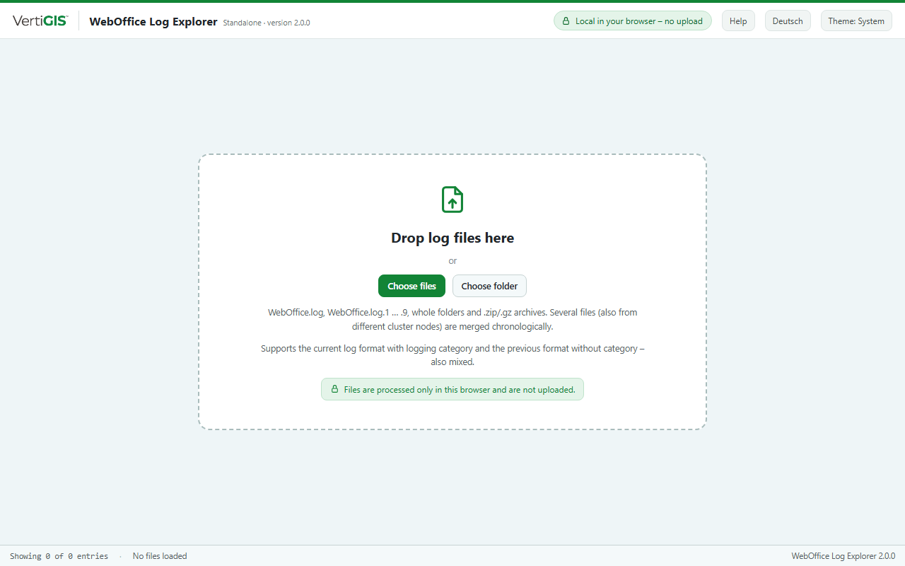 Log Explorer Standalone before loading files Log Explorer Standalone before loading files