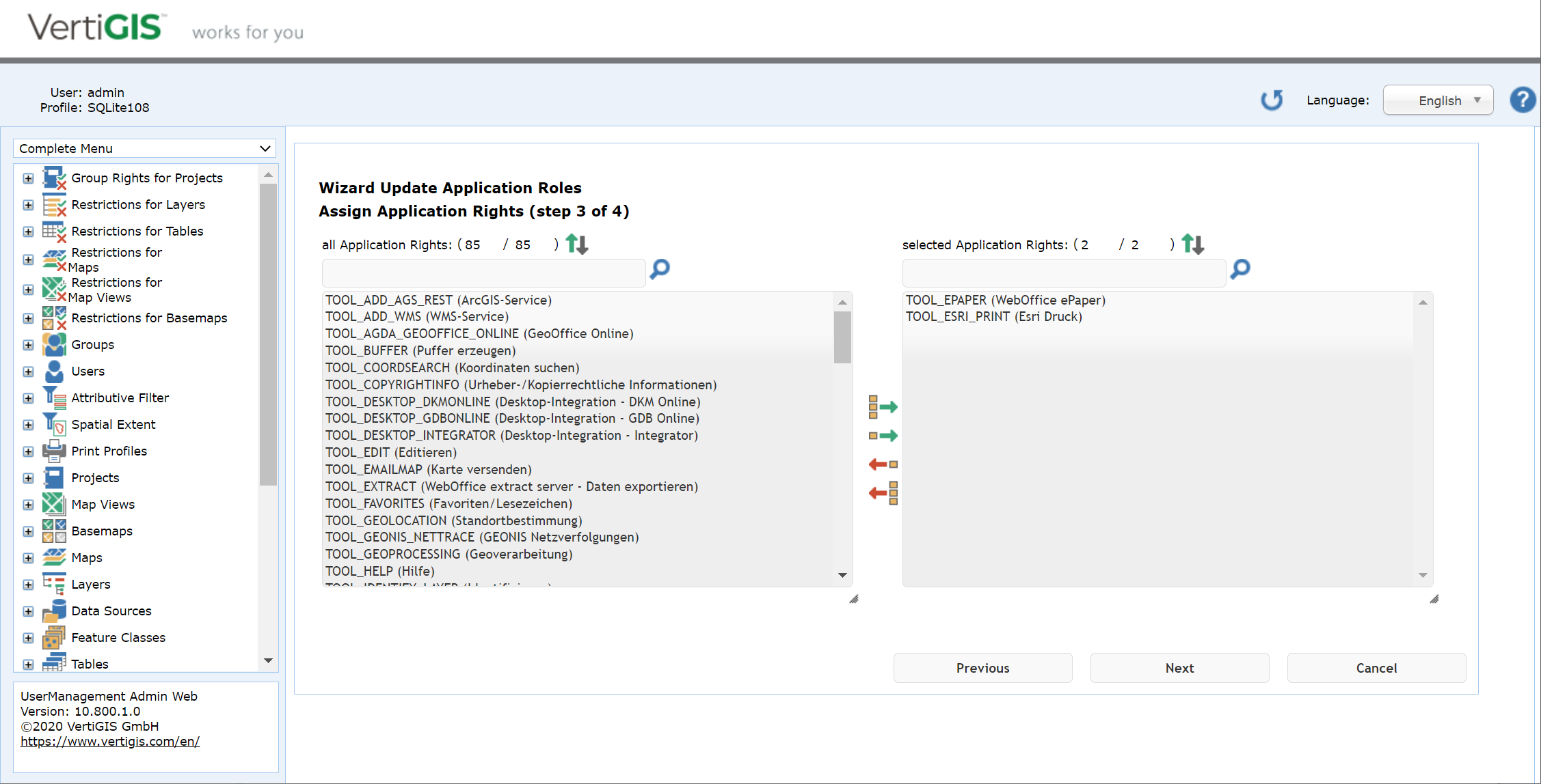 Modify an application role - step 3 Modify an application role - step 3