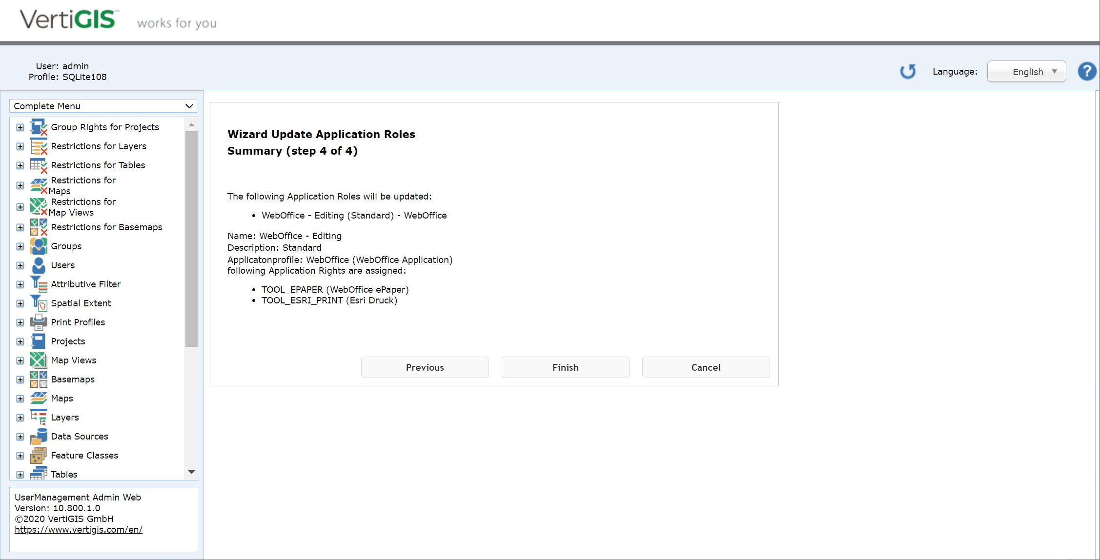 Modify an application role - step 4 Modify an application role - step 4