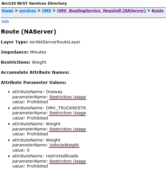 Parameter in the routing service