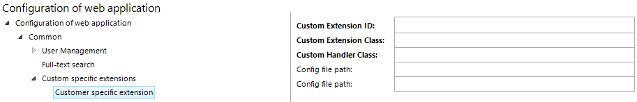 Custom specific extensions configuration Custom specific extensions configuration