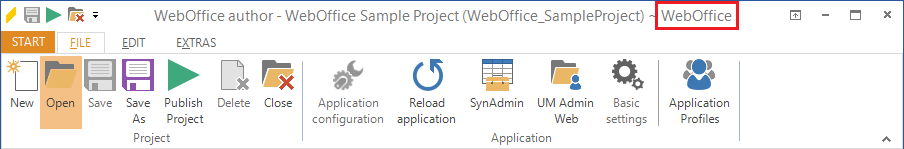 Application profile displayed in title bar and start menu