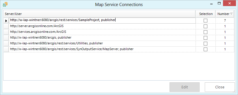 Map services connections