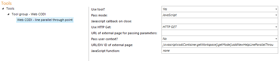Configuration - Web CODI line parallel through point Configuration - Web CODI line parallel through point