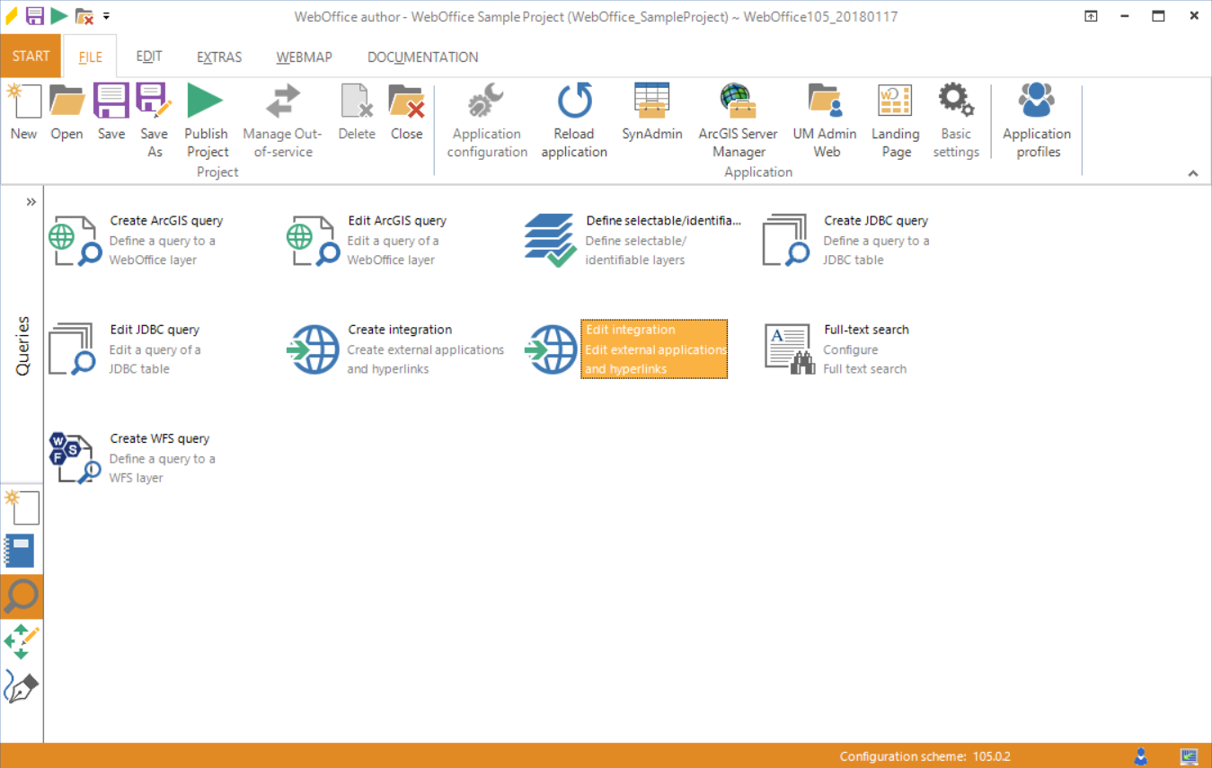 Starting the wizard "Edit integration" Starting the wizard "Edit integration"