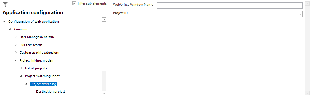 Project switching configuration Project switching configuration