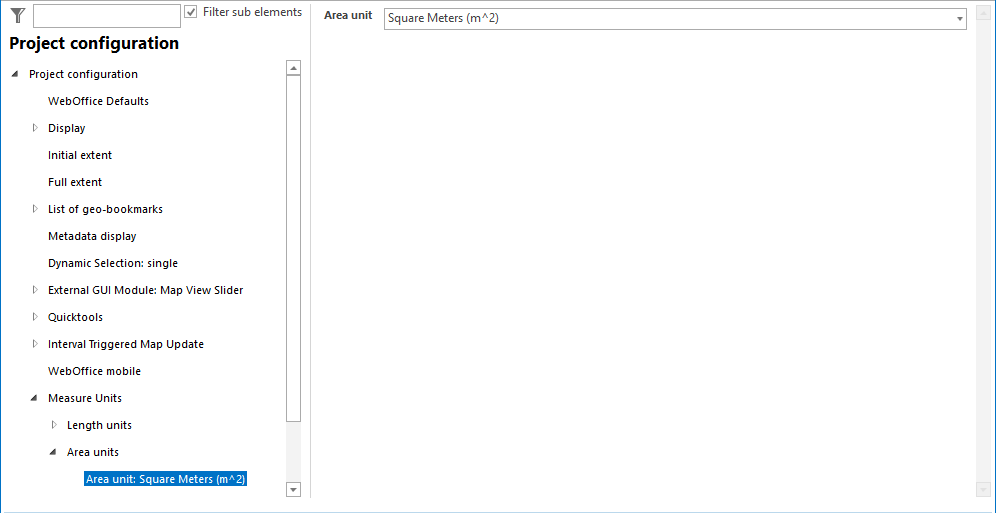 Area units configuration
