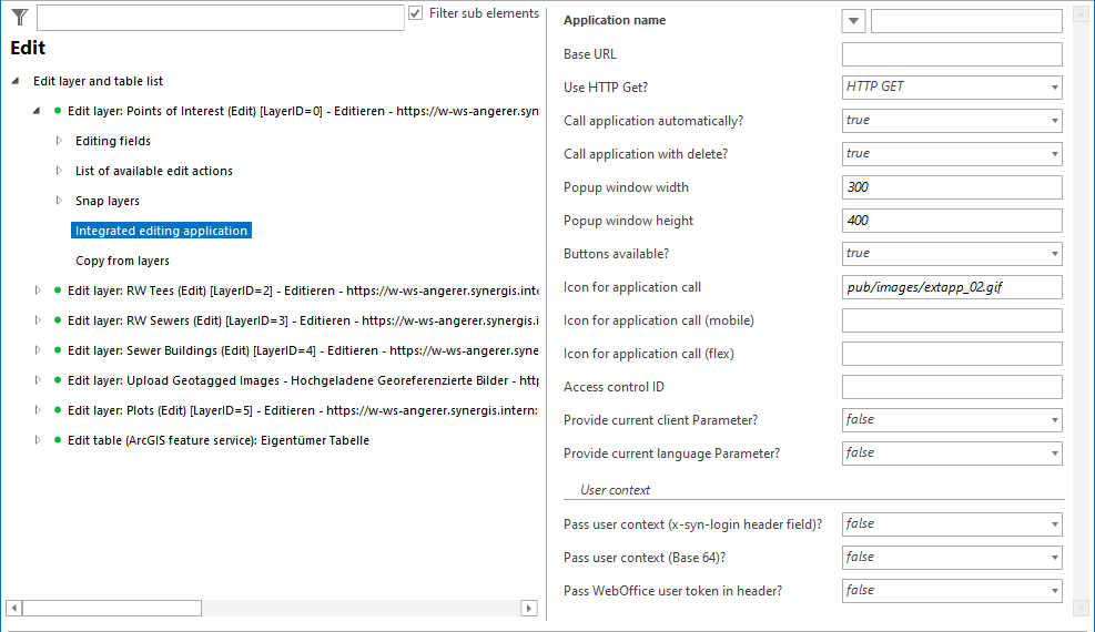 Integrated editing application configuration