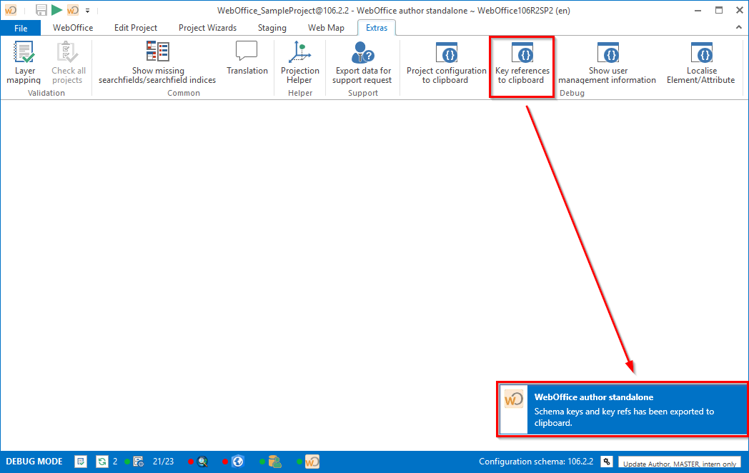 Key references to clipboard