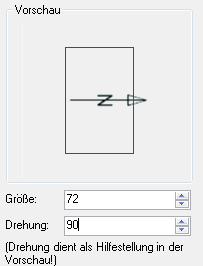 Darstellung des Nordpfeils bei einer Drehung von 90 Grad