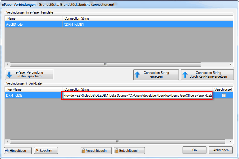 Name/Pfad in Connection String austauschen