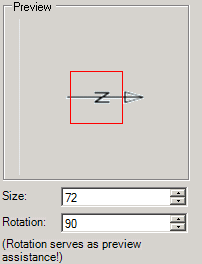 Representation of the north arrow at a rotation of 90 degrees