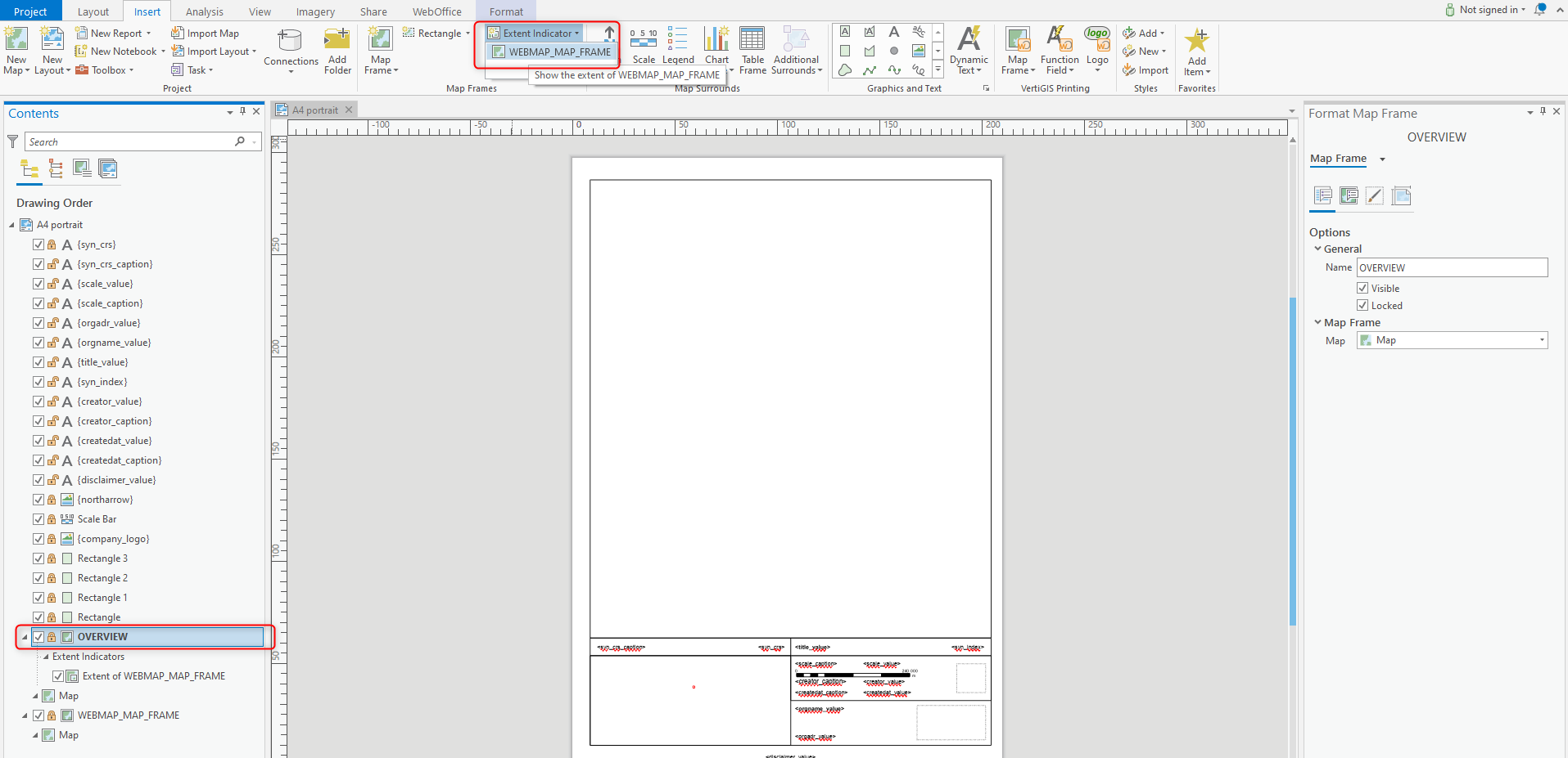 Selection WEBMAP_MAP_FRAME via Extent Indicators in ArcGIS Pro Selection WEBMAP_MAP_FRAME via Extent Indicators in ArcGIS Pro