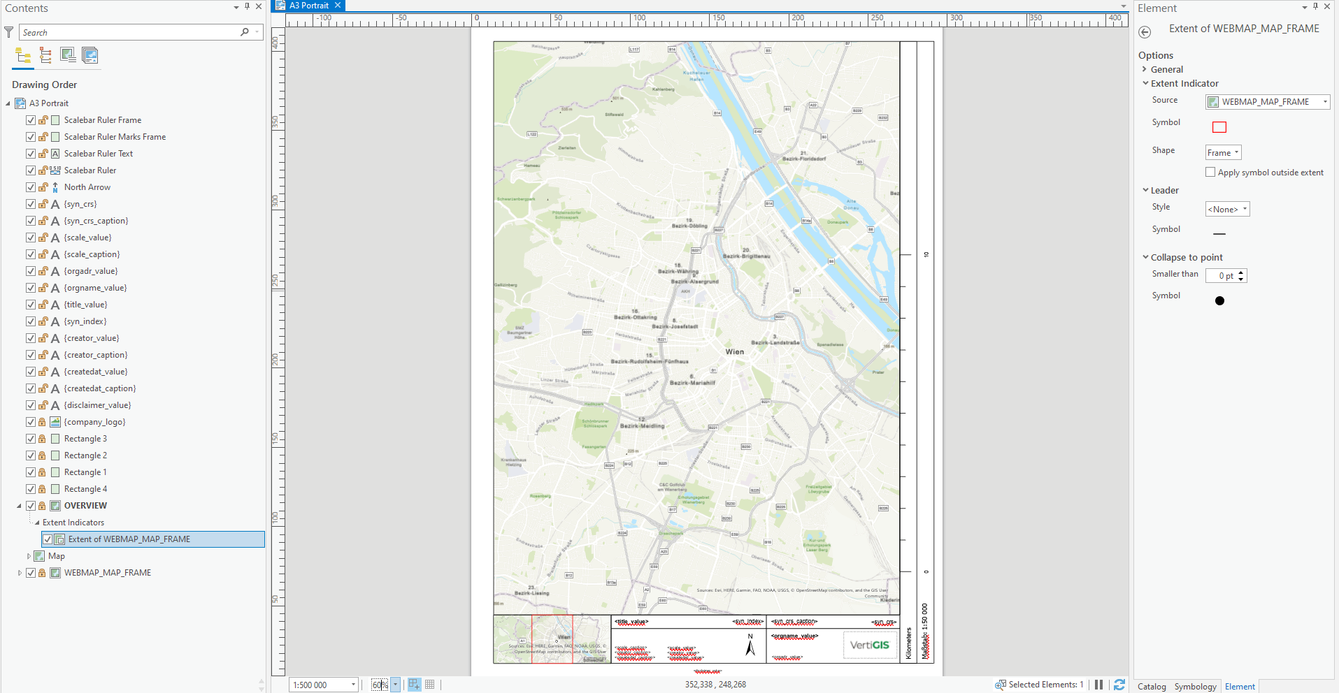 Using an Extend Indicator on the layout in ArcGIS Pro - to display the print area in the overview map on the printout. Using an Extend Indicator on the layout in ArcGIS Pro - to display the print area in the overview map on the printout.