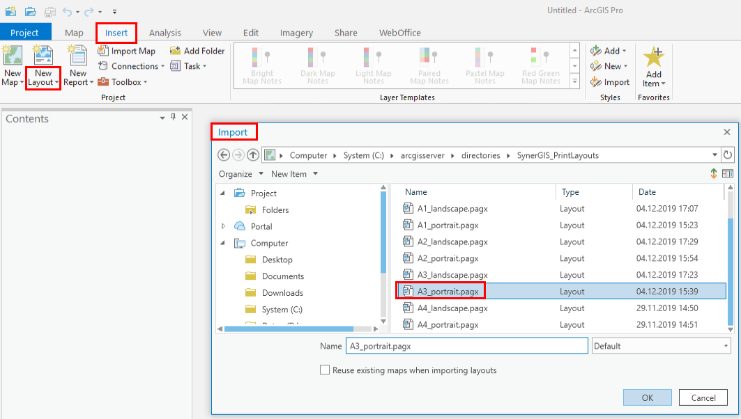 Import layout Import layout