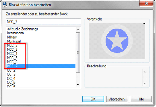 Bezeichnung der Blöcke für National Capital Cities im CAD
