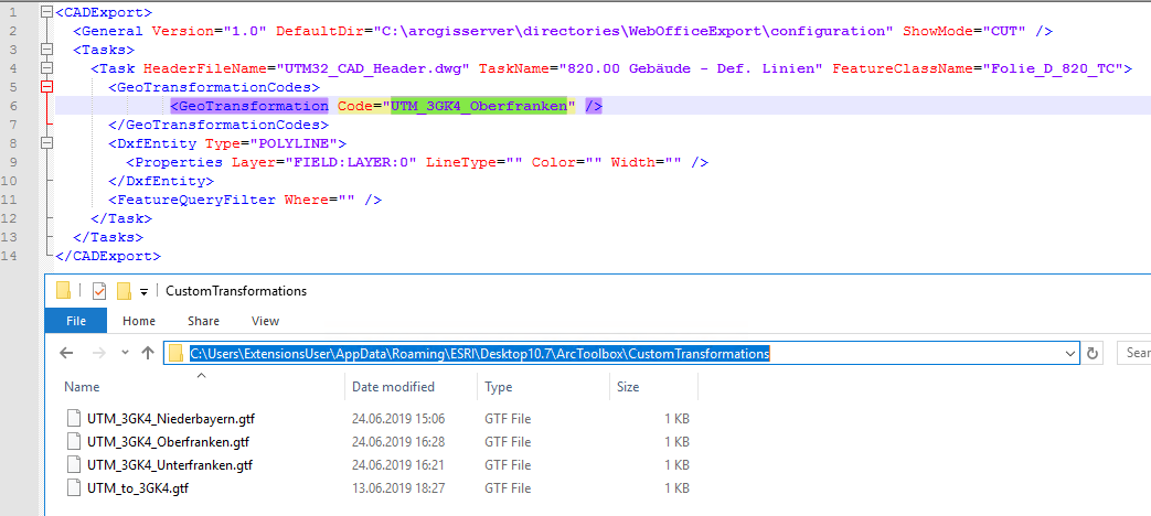 Configuration custom trasnformation