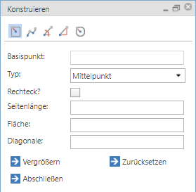 Konstruktionsdialog -  Quadrat / Rechteck erstellen