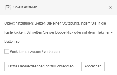 Hinweisfenster mit Möglichkeit einen Punktfang anzuzeigen