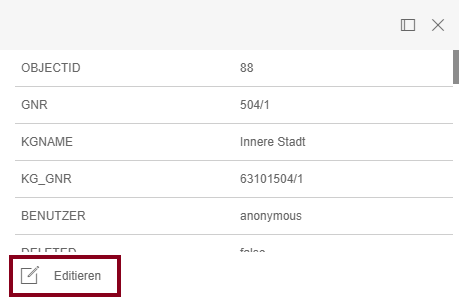MapTip eines selektierten Objektes mit Editierfunktion
