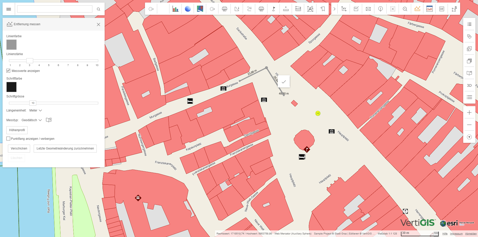 Verschieben der Stützpunkte einer aktiven Messung im WebOffice flex Client Verschieben der Stützpunkte einer aktiven Messung im WebOffice flex Client