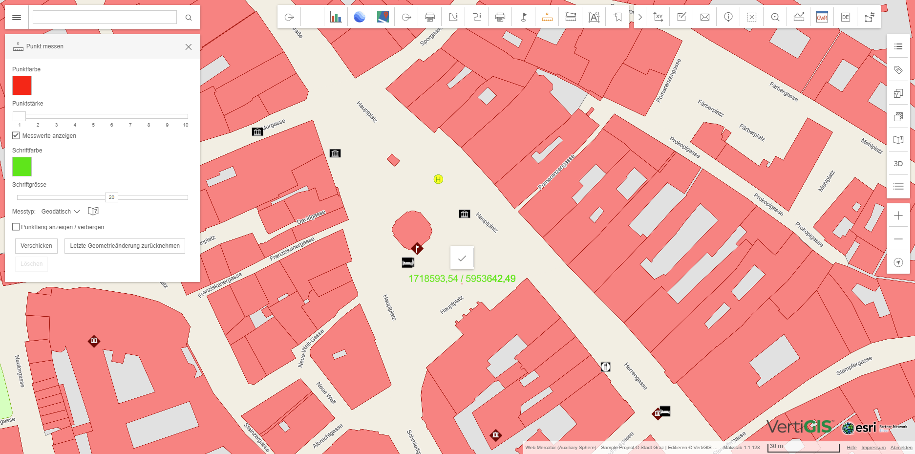 Punkt messen mit Stildialog im WebOffice flex Client
