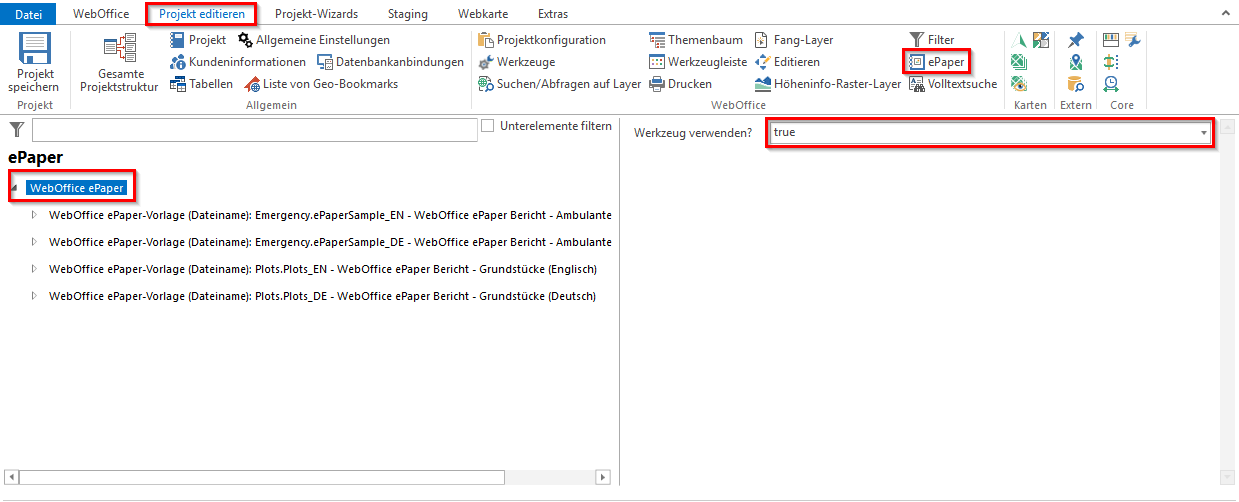 Aktivieren des WebOffice ePaper Werkzeuges im WebOffice author standalone