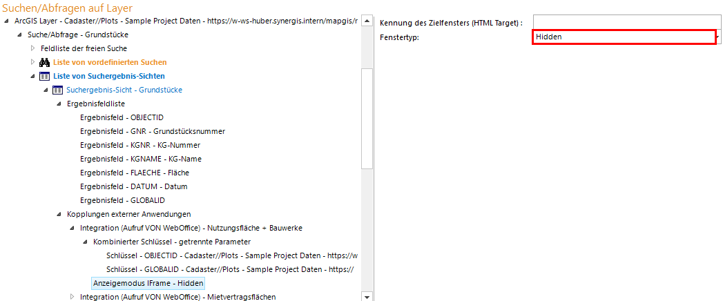 Konfiguration Anzeigefenster als Typ hidden" Konfiguration Anzeigefenster als Typ hidden"